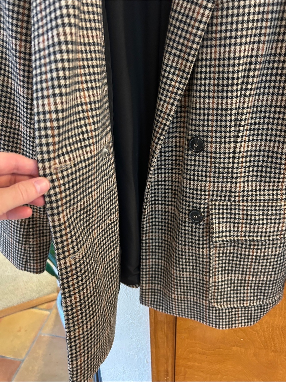 Black Tape_ Oversized Houndstooth Double-Breasted Blazer, Medium - Picture 5 of 9